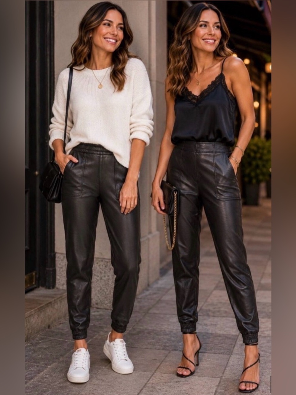 Spanx High-Rise Faux Leather Jogger Pants - Black